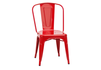 Isolated Bright Red Metal Industrial Chair
