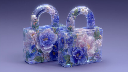 lock on blue blossom background