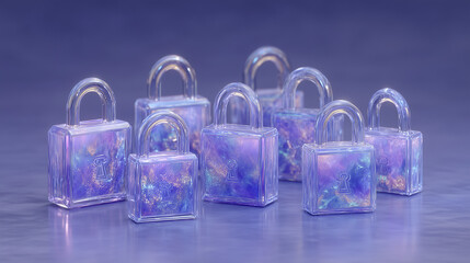 lock on blue blossom background