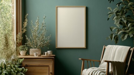 Decorative piece with empty canvas hanging on a wall in a stylish room.