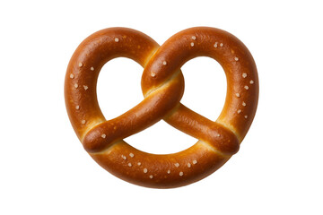 Fresh golden-brown soft pretzel with coarse salt isolated on transparent background, traditional German snack, perfect for bakery, Oktoberfest, street food, and delicious savory treats