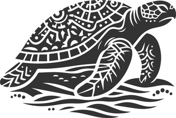 Sea animal turtle vector drawing silhouette tribal 
