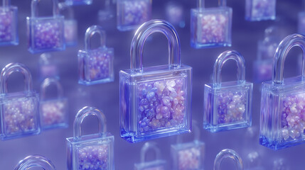 lock on blue blossom background