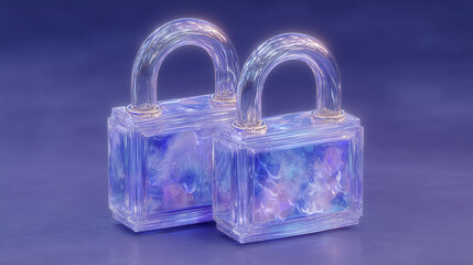 lock on blue blossom background