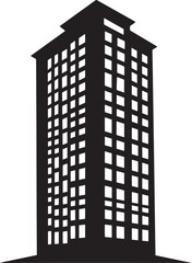 Clean and simple black vector silhouette of a building icon.