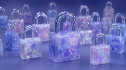 lock on blue blossom background