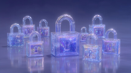 lock on blue blossom background