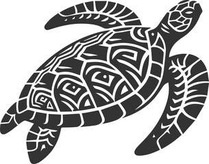 Sea animal turtle vector drawing silhouette tribal 