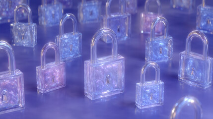 lock on blue blossom background