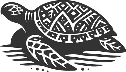 Sea animal turtle vector drawing silhouette tribal 