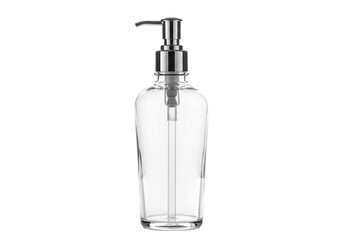 Isolated Clear Soap Dispenser Bottle with Silver Pump