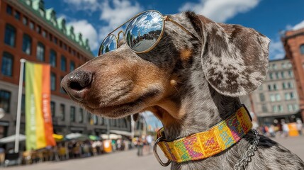 Dachshund in Sunglasses Enjoying a Sunny Day Outdoors
