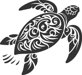 Sea animal turtle vector drawing silhouette tribal 