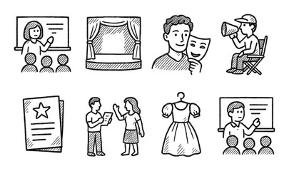 Fototapeta premium Theatrical Sketch Icons