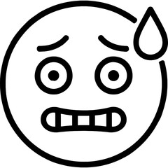 Nervous face icon with sweat droplet