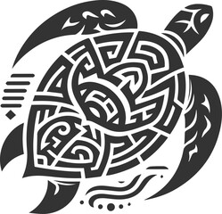 Sea animal turtle vector drawing silhouette tribal 