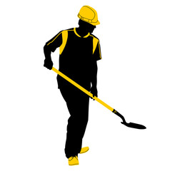 worker with broom