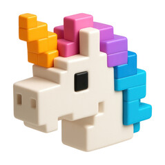 Fototapeta premium PNG Colorful pixelated unicorn illustration.