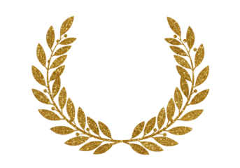 Isolated Golden Laurel Wreath with Sparkling Texture