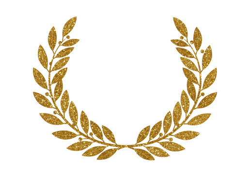 Isolated Golden Laurel Wreath with Sparkling Texture