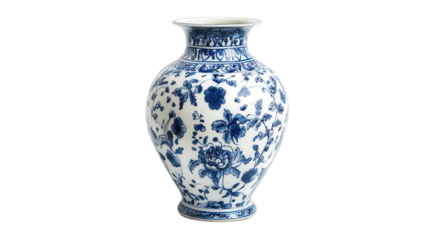 17th century Dutch Delftware ceramic vase, Transparent background, PNG file