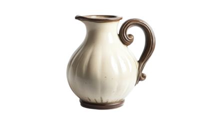 18th century English creamware jug Transparent background, PNG file