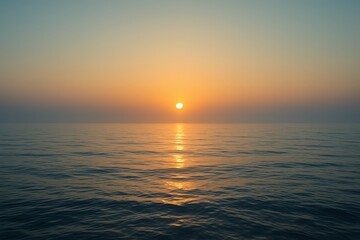 Soft pastel sunset above tranquil sea with smooth gradient sky and gentle light on the water