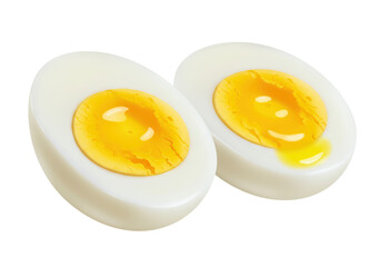 Isolated Boiled Eggs cut in half