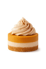 Delicious pumpkin cheesecake with whipped cream on top served during fall season