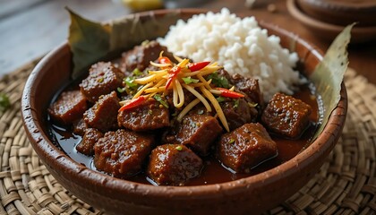 Fototapeta premium Beef curry with rice on plate