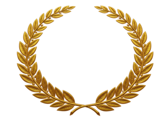 Isolated Golden Laurel Wreath Award