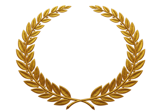Isolated Golden Laurel Wreath Award