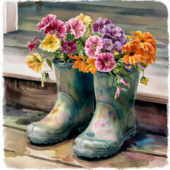 boots and flowers