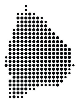 Symbol Map Of the County Cocke (Tennessee, US) showing the County with a few black dots