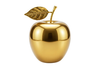 Isolated Golden Apple with Gleaming Leaf