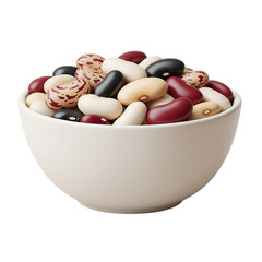A bowl filled with beans isolated on a transparent background, perfect for culinary designs, food packaging, vegetarian recipes, and nutrition-themed visuals