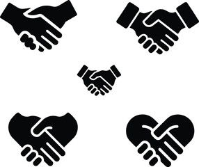 Obraz premium Handshake vector Icon Set – Business Deal, Agreement, Partnership, Unity, Collaboration Symbols for Corporate, Teamwork, and Trust Concepts