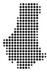 Symbol Map Of the County Marshall (Tennessee, US) showing the County with a few black dots
