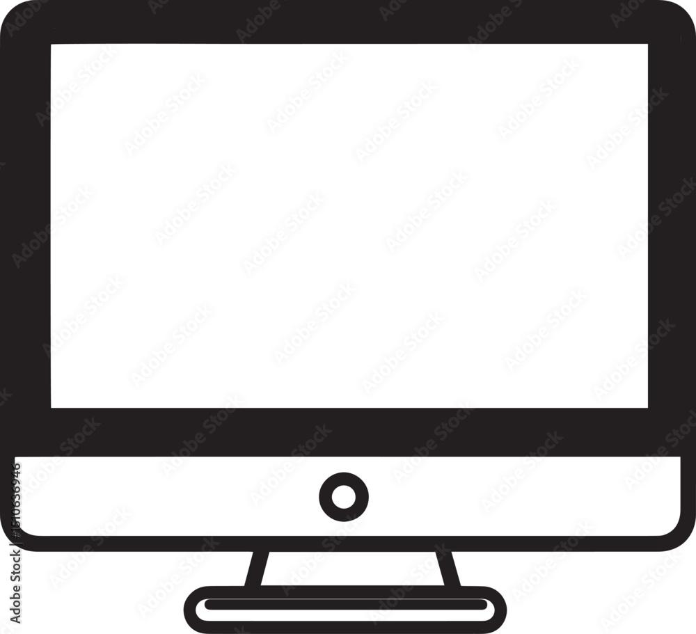 Fototapete Clean and simple black vector outline of a computer icon.