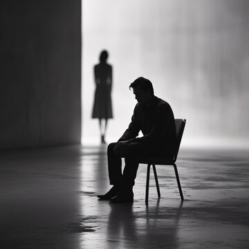 silhouette of a man sitting on a chair