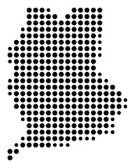 Symbol Map Of the County Perry (Tennessee, US) showing the County with a few black dots