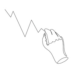 Continuous single one line drawing of hand write business growth chart marketing sales infographic vector illustration editable stroke sketch art