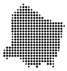 Symbol Map Of the County Rutherford (Tennessee, US) showing the County with a few black dots