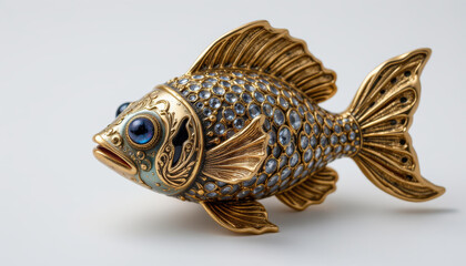 Naklejka premium Beautifully crafted decorative fish sculpture with intricate details and shimmering
