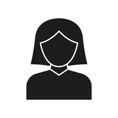 Female Avatar Silhouette Solid Icon. Anonymous User Profile, Female Identification, And Social Media Representation Symbol. Digital Identity. Isolated Vector Illustration