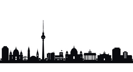 Naklejka premium Berlin skyline silhouette featuring iconic landmarks and tv tower