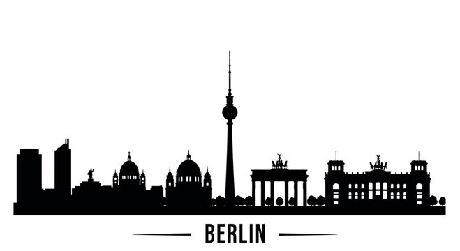 Berlin skyline silhouette featuring iconic landmarks and tv tower