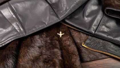 brown leather jacket