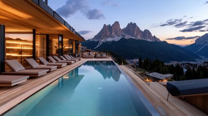 A high-end resort in the Dolomites with an infinity pool overlooking the mountains