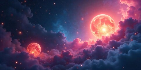 Ethereal glowing orbs float amidst swirling nebulae, creating a mystical and otherworldly scene Perfect for fantasy, sci-fi, or spiritual projects , celestial, esoteric